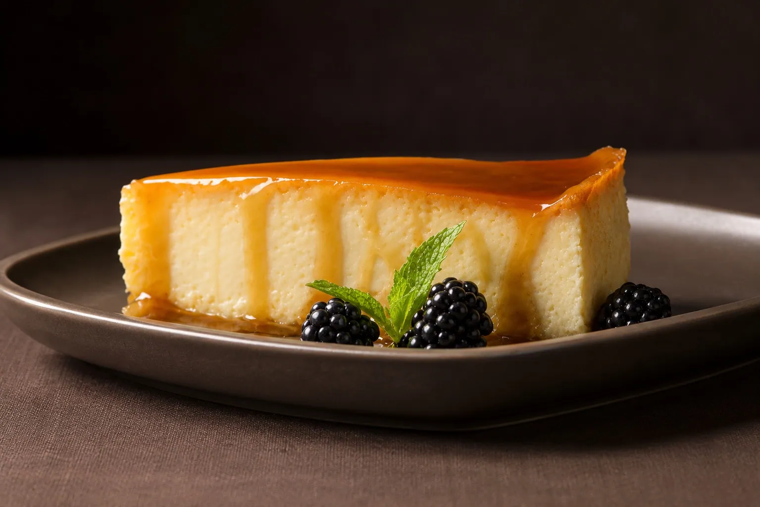 Manuel's signature flan with caramel sauce