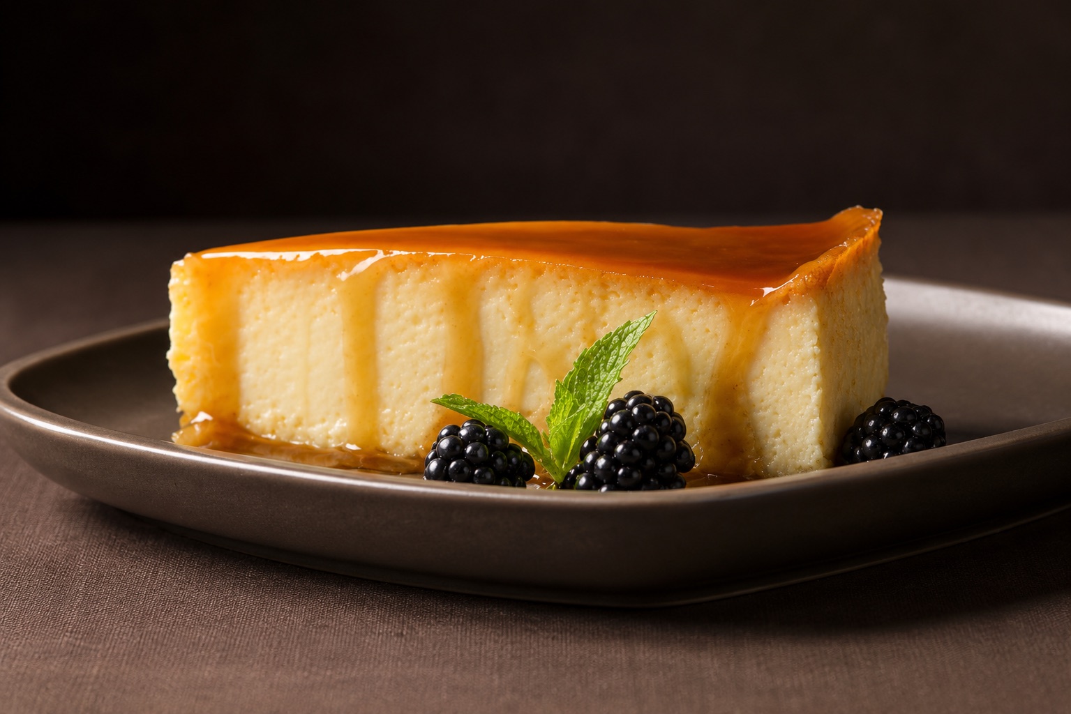 Manuel's signature flan with caramel sauce