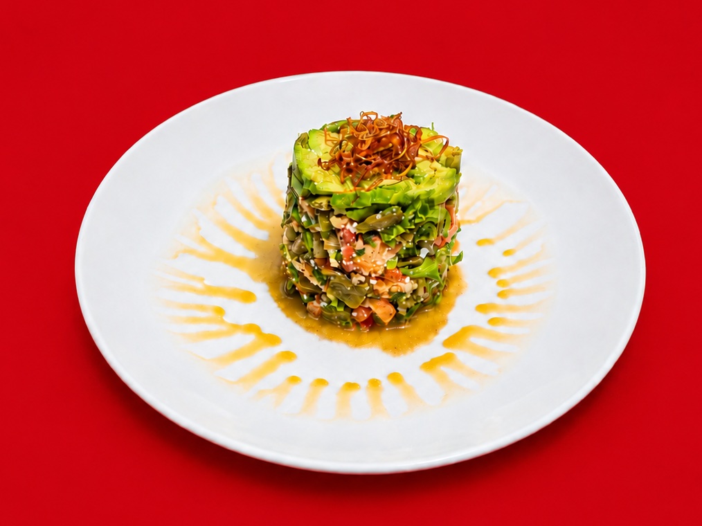 Ensalada de nopales — grilled cactus paddles with tomato, avocado and queso Cotija